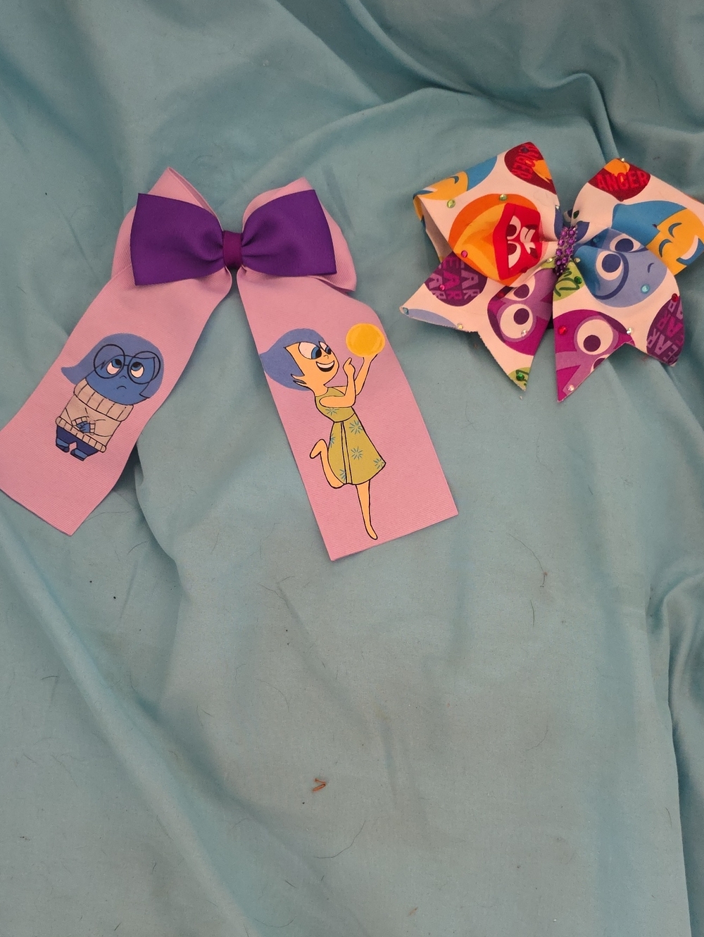 Purple and Pink "Inside Out" Ribbon Hair Bows/ Fabric Bow  New